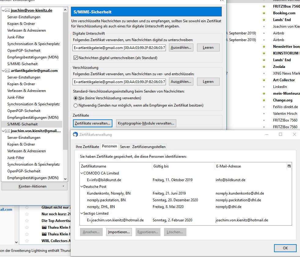 SMIME-Zertifikatsspeicher